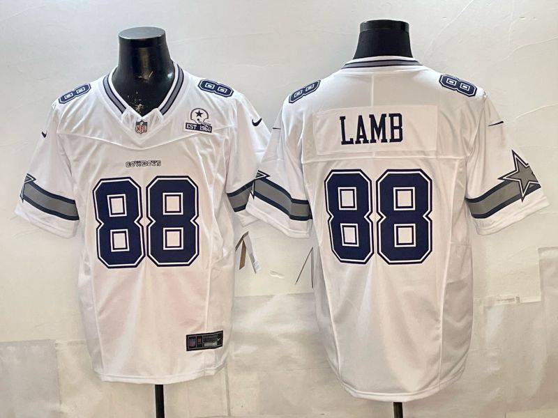 2026 Men Dallas Cowboys #88 Lamb White 6th generations Throwback Nike Limited NFL Jersey style 004